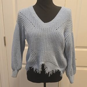 No Boundaries Sky Blue V-Neck Sweater